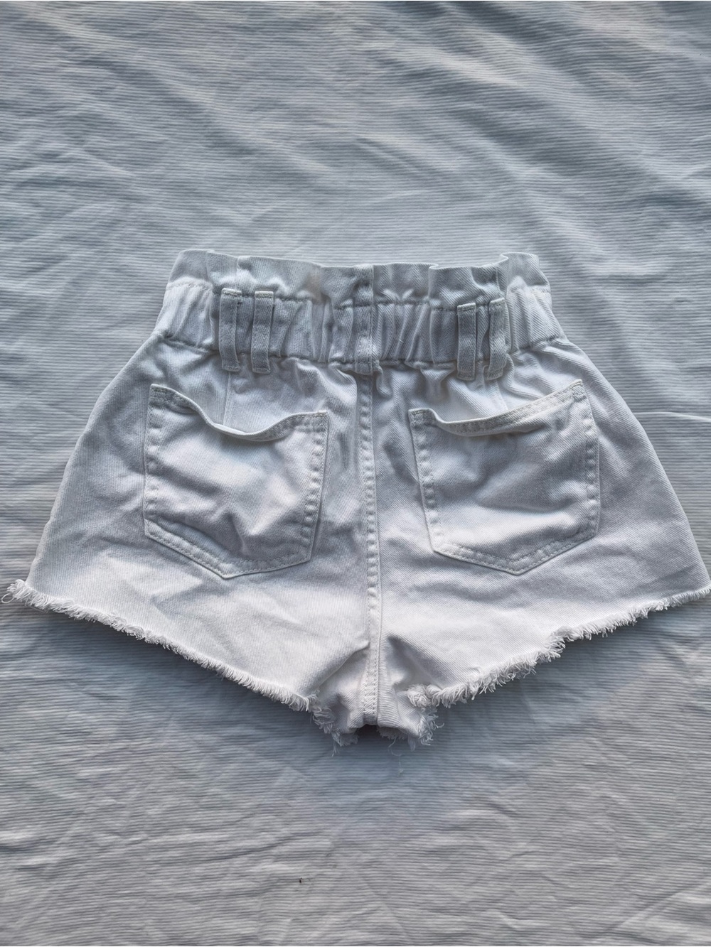 PacSun White High-Waist Paperbag Denim Shorts